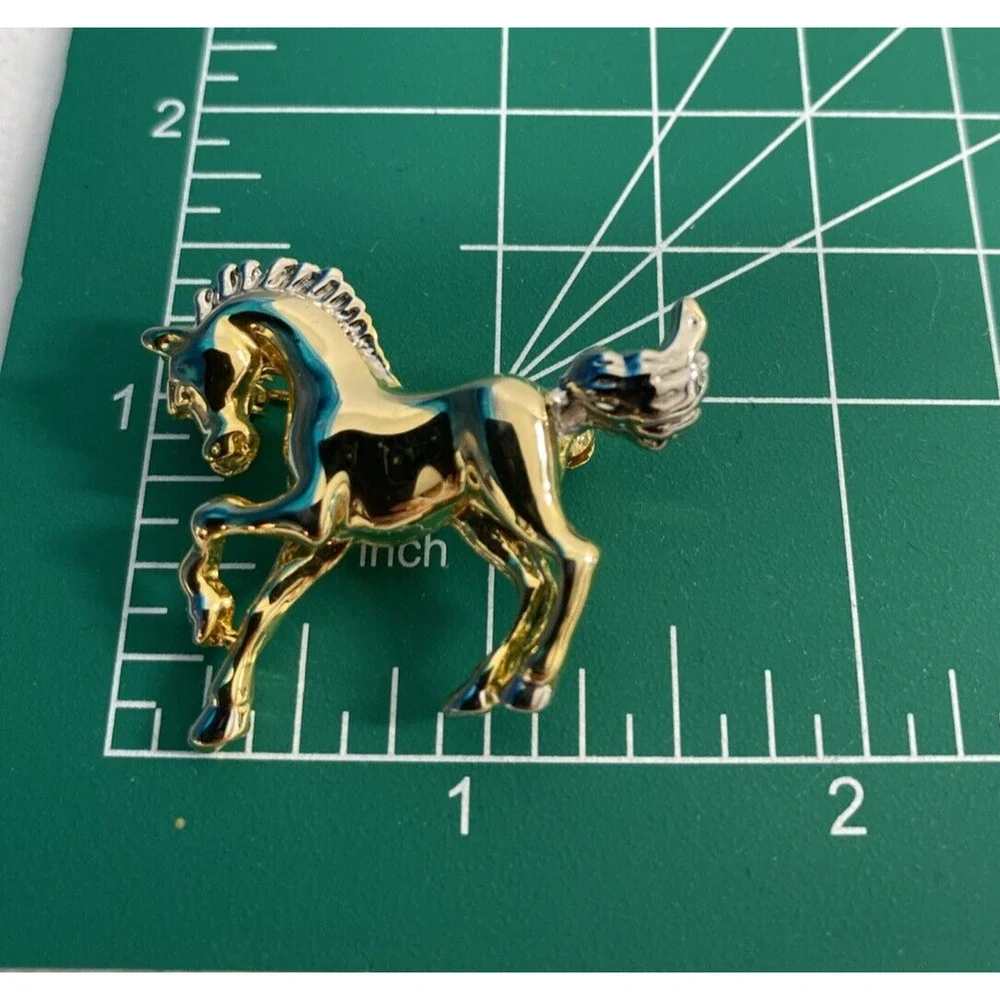 Lot of 3‎ Pin Brooches Womens Frog Horse Duck Vintage Jewelry Gift